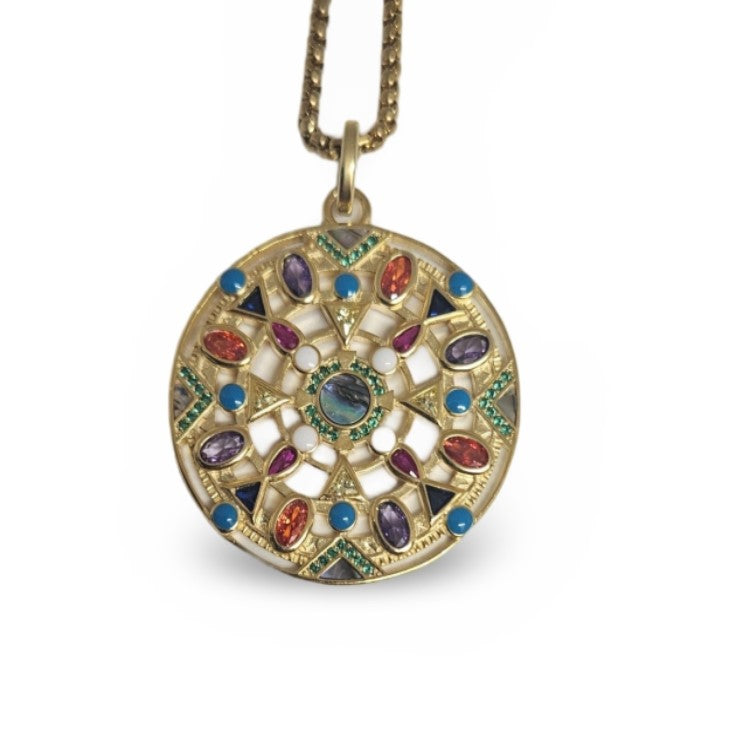 Gold and Silver Stone Set Bohemia Amulet Pendant and Chain