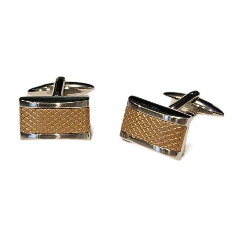 Stainless Steel & Rose Gold IP-Plated Dome Cufflinks