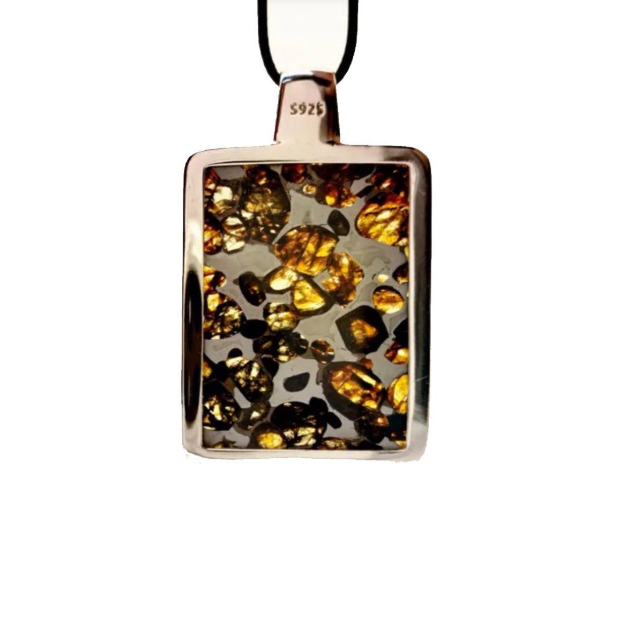 Pallasite Meteorite Sterling Silver Pendant