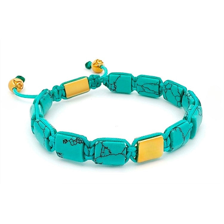 Eye of Dharma Flatbead Collection – Turquoise and Gold Bracelet