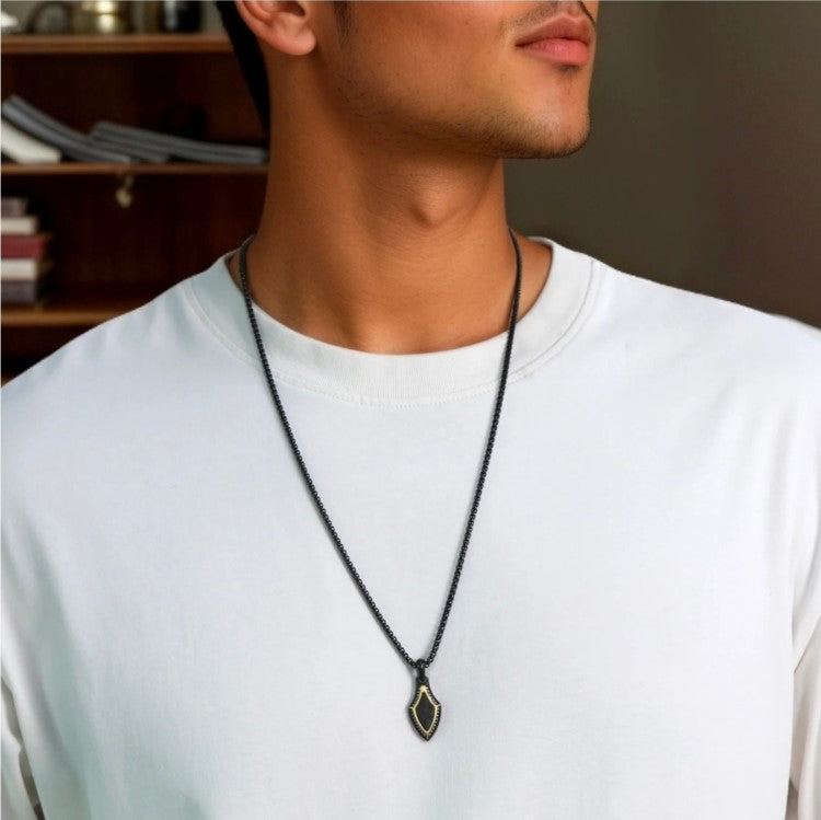 CarbonEdge Stainless Steel Pendant – Forged Carbon Inlay