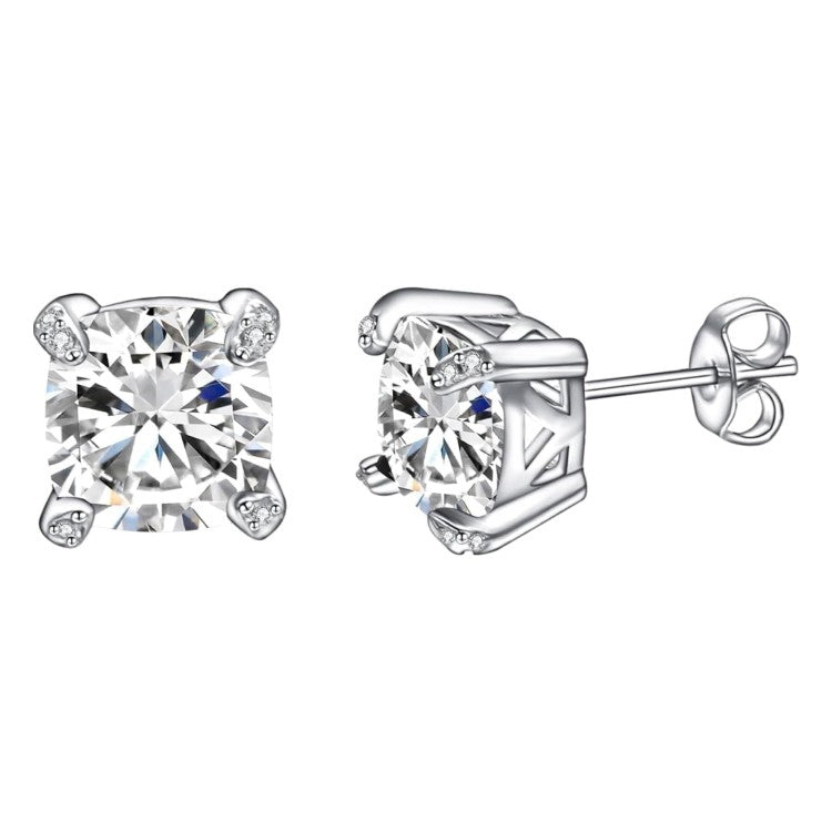 Men’s 8mm cubic zirconia sterling silver stud earrings by TMJ featuring sparkling cubic zirconia stones on silver posts