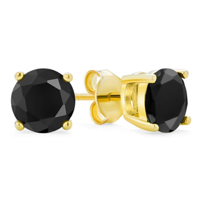 925 Sterling Silver Black CZ Stud Earrings, round cut, available in 3mm to 8mm size, elegant jewelry by TMJ