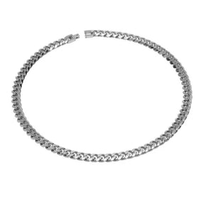 Stainless steel men's Cuban chain necklace, 8mm wide, with a 50cm length, featuring a polished, durable design by TMJ.