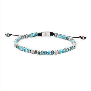 Coastline turquoise beaded bracelet with adjustable macrame cord