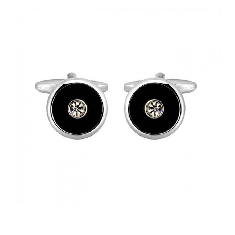 Dalaco Round Black with Centre Crystal Rhodium Plated CufflinksBlack Enamel Cufflinks with Centre Crystal Stone – Bold Elegance for Every Occasion
Make a statement with the Black Enamel Cufflinks with Centre Crystal Stone, an acEnamel cufflinksDalacoTheodore Men's JewelryDalaco Round Black with Centre Crystal Rhodium Plated Cufflinks