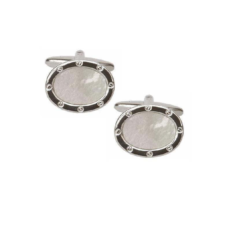 Dalaco Mother of Pearl Oval Port Hole Rhodium Plated CufflinksMother of Pearl Oval Porthole Cufflinks – A Touch of Refined Elegance
Elevate your accessory collection with our Mother of Pearl Oval Porthole Cufflinks, an exquisitMother of Pearl CufflinksDalacoTheodore Men's JewelryMother of Pearl