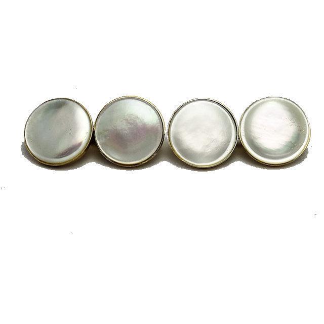 T.M.J 9k gold mother of pearl cufflinks with gold and rose gold finish in a round design