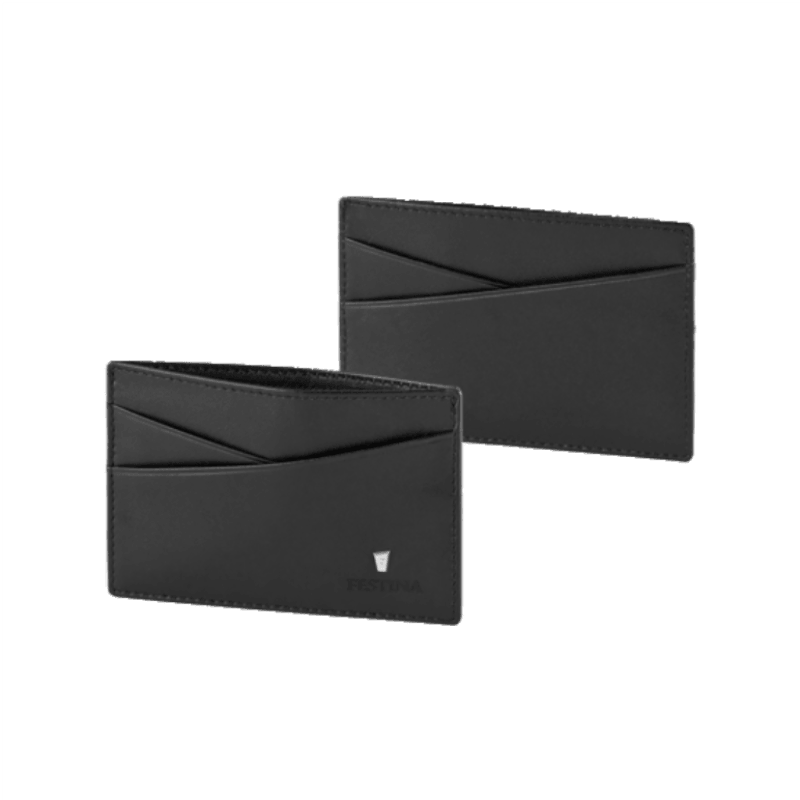Black leather Festina classical card holder by Cudworth with multiple card slots and sleek design.