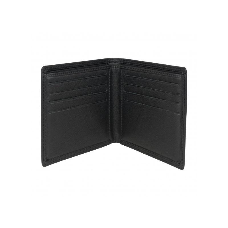 Brown leather billfold wallet by David Aster, featuring multiple card slots and a classic design for men's leather wallets.