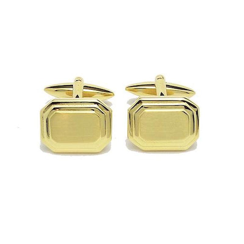 Dalaco gold plated rectangular cufflinks with a smooth polished finish and classic design