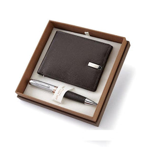 Jon Von Arx Collection men's brown wallet and pen gift set with sleek leather wallet and matching pen, perfect for gifting.