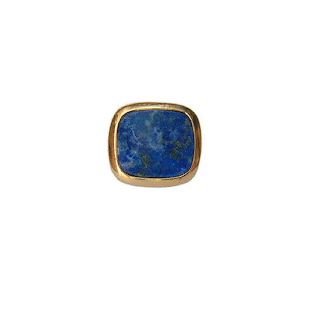 Dalaco lapis lazuli tie pin with a gold-toned square frame and deep blue stone centerpiece