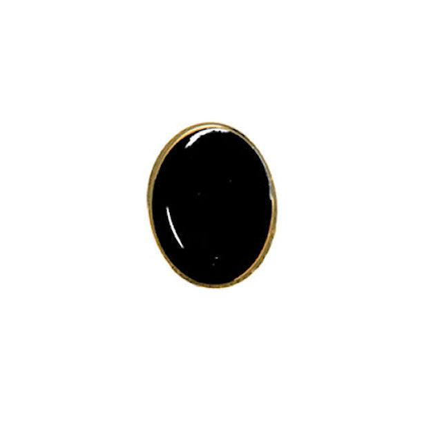 Dalaco onyx gold tie pin with a polished black oval onyx stone set in a gold frame