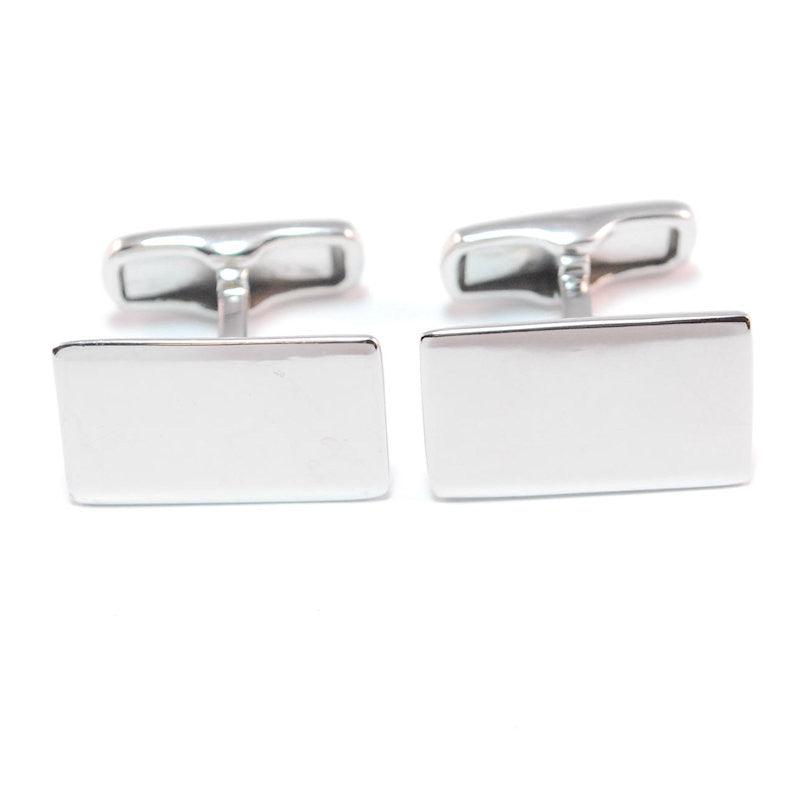 TMJ mother of pearl sterling silver cufflinks rectangular polished face classic mens formal accessory