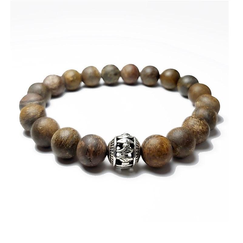 Natural matte bronzite stone beaded bracelet by T.M.J, featuring 6mm beads on a 17cm strand for a stylish accessory