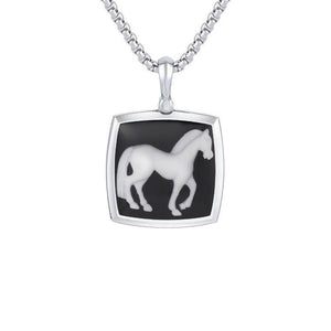 T.M.J Petvs horse pendant necklace featuring a detailed horse design symbolizing strength and freedom.