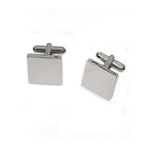T.M.J stainless steel cufflinks with sleek square design, combining timeless elegance and modern style for formal wear.