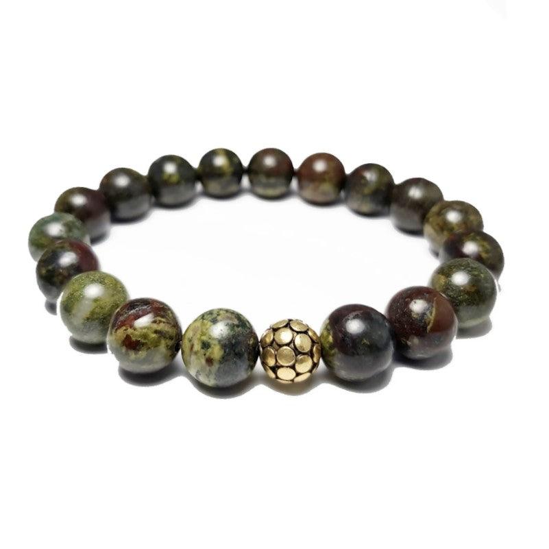 10mm Blood Stone Chalcedony Bead BraceletBloodstone &amp; Gold Plated Silver Bracelet
Elevate your style with this handcrafted bracelet, designed to blend the earthy elegance of Bloodstone with the luxuriouBead BraceletsT.M.JTheodore Men's JewelryBloodstone & Gold Plated Silver Bracelet