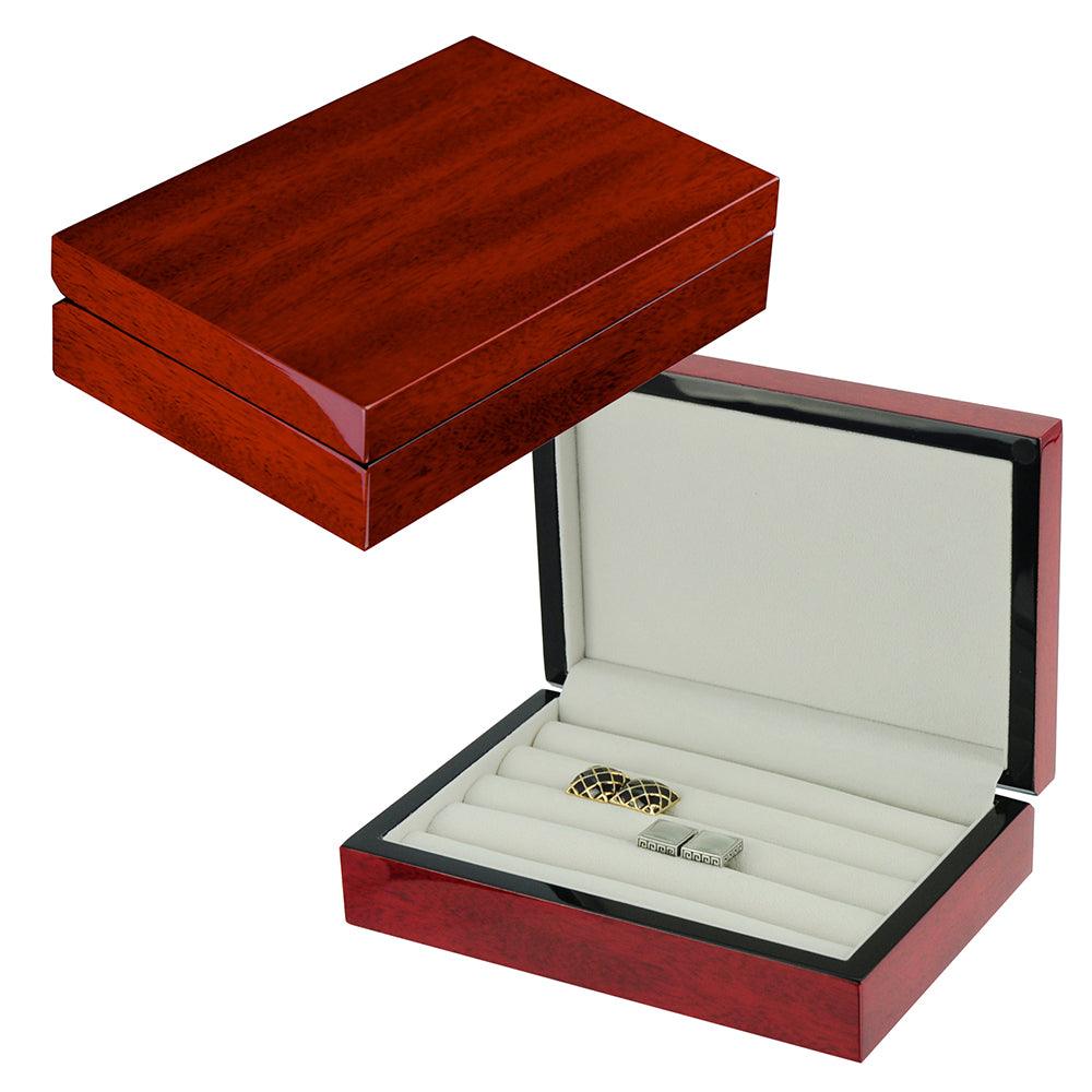 Classical Luxury Style Cherry Wooden Cufflink / Ring Jewelry Storage CEnhance your jewelry collection with this handcrafted Cherry Wood Storage Case, designed to securely store and display up to 16 pairs of cufflinks, rings, or tie cliCufflinks casesT.M.JTheodore Men's JewelryCherry Wooden Cufflink