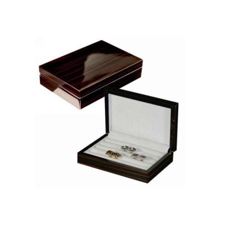 Classical Luxury Style Ebony Lacquer Wooden Cufflink / Ring Storage CaEnhance your jewelry collection with this handcrafted Lacquer Ebony Wooden Storage Case, designed to securely store and display up to 16 pairs of cufflinks, rings, oCufflinks casesT.M.JTheodore Men's JewelryClassical Luxury Style