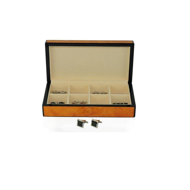 High Gloss Burl Wooden Cufflinks Box for 8 Pairs StorageThis Handmade Classic High Gloss Burl Wooden Cufflinks Box for 8 Pairs Storage Box features exquisite craftsmanship coupled with reliable storage security. The exterCufflinks CasesT.M.JTheodore Men's JewelryHigh Gloss Burl Wooden