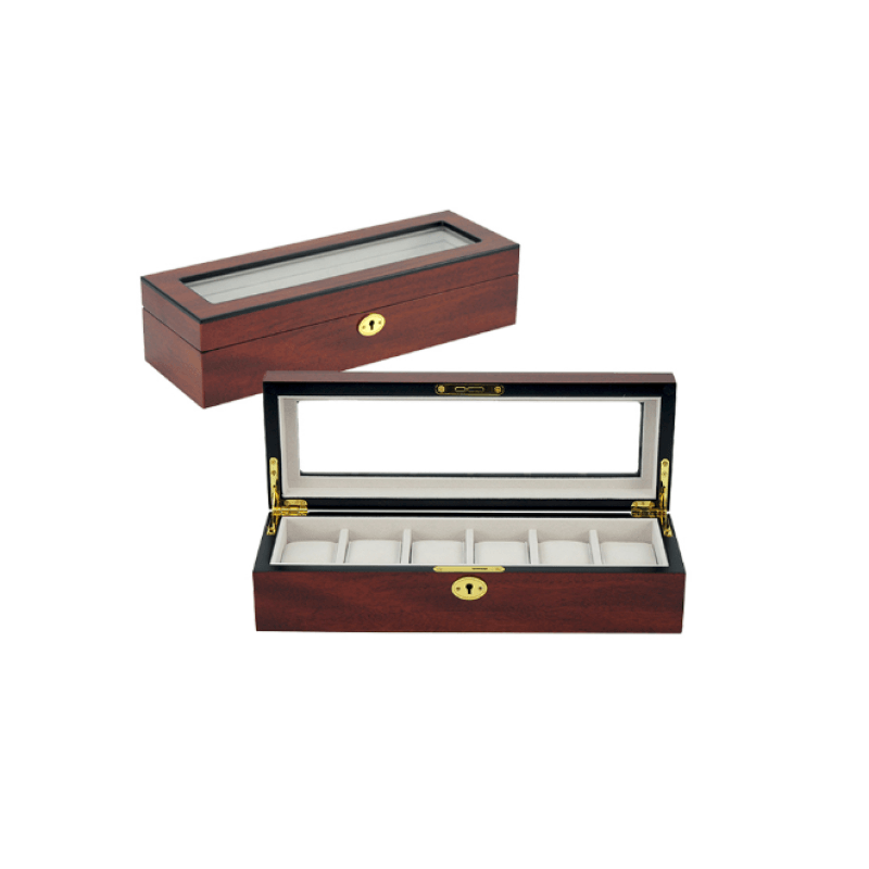 Luxury Cherry Wooden Watch Box for 6 WatchesShowcase your extensive collection of fine watches with this Cherry 6 Slot Watch Box. This wooden watch box comes in deep cherry colour with golden features and a hiWatch CasesT.M.JTheodore Men's JewelryLuxury Cherry Wooden Watch Box