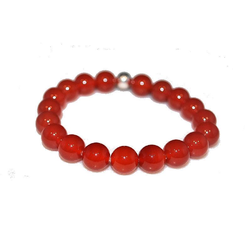 Red Onyx and Silver BraceletDESCRIPTION

The bracelet is a luxurious wrist-wear that exudes elegance and sophistication. The plain silver bead is flanked by Natural red onyx beads to create a dBead BraceletsT.M.JTheodore Men's JewelryRed Onyx and Silver Bracelet